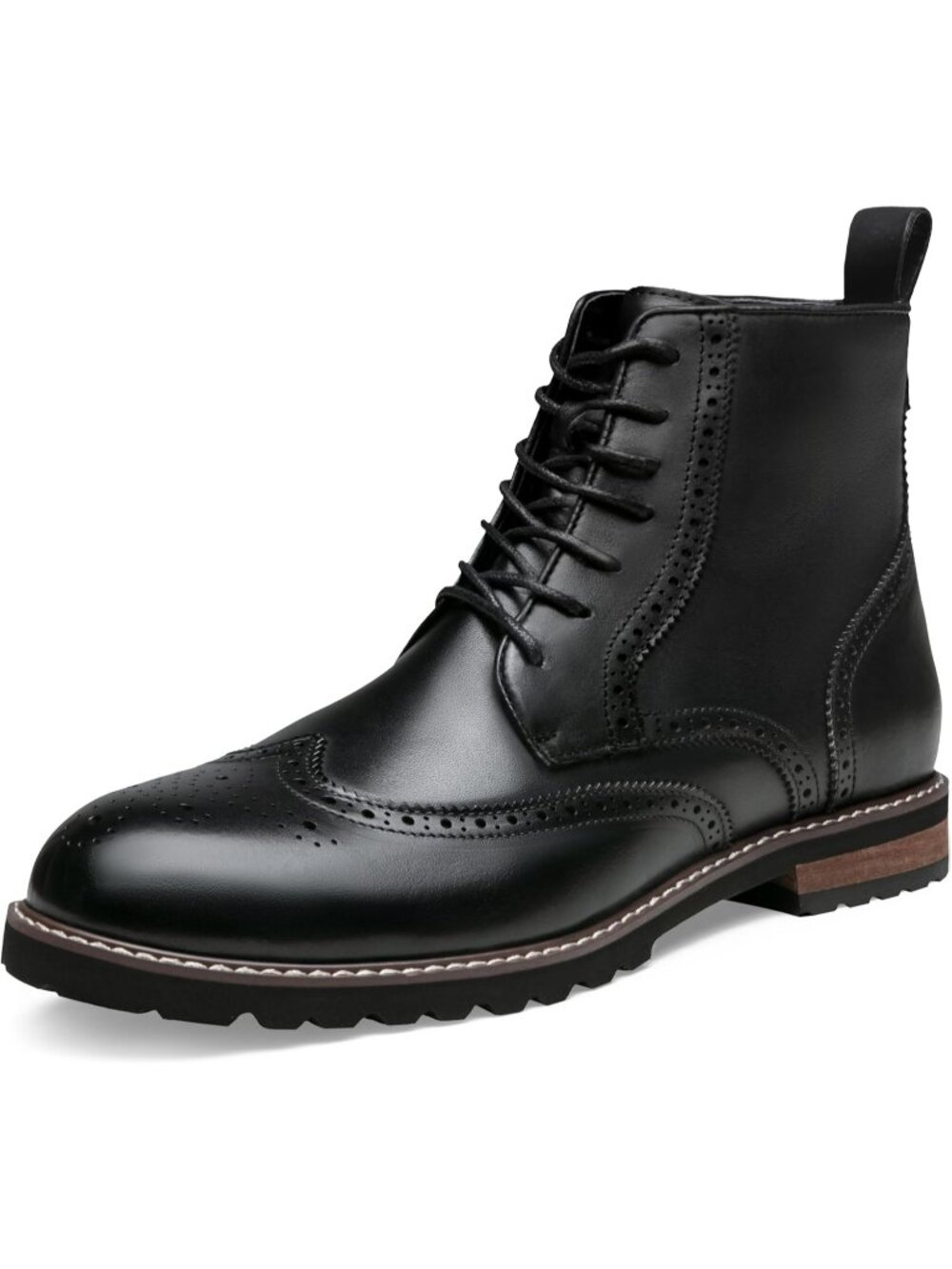 Men's Black Boots Premium Leather Cap Toe Casual Boots Chukka Dress Boots